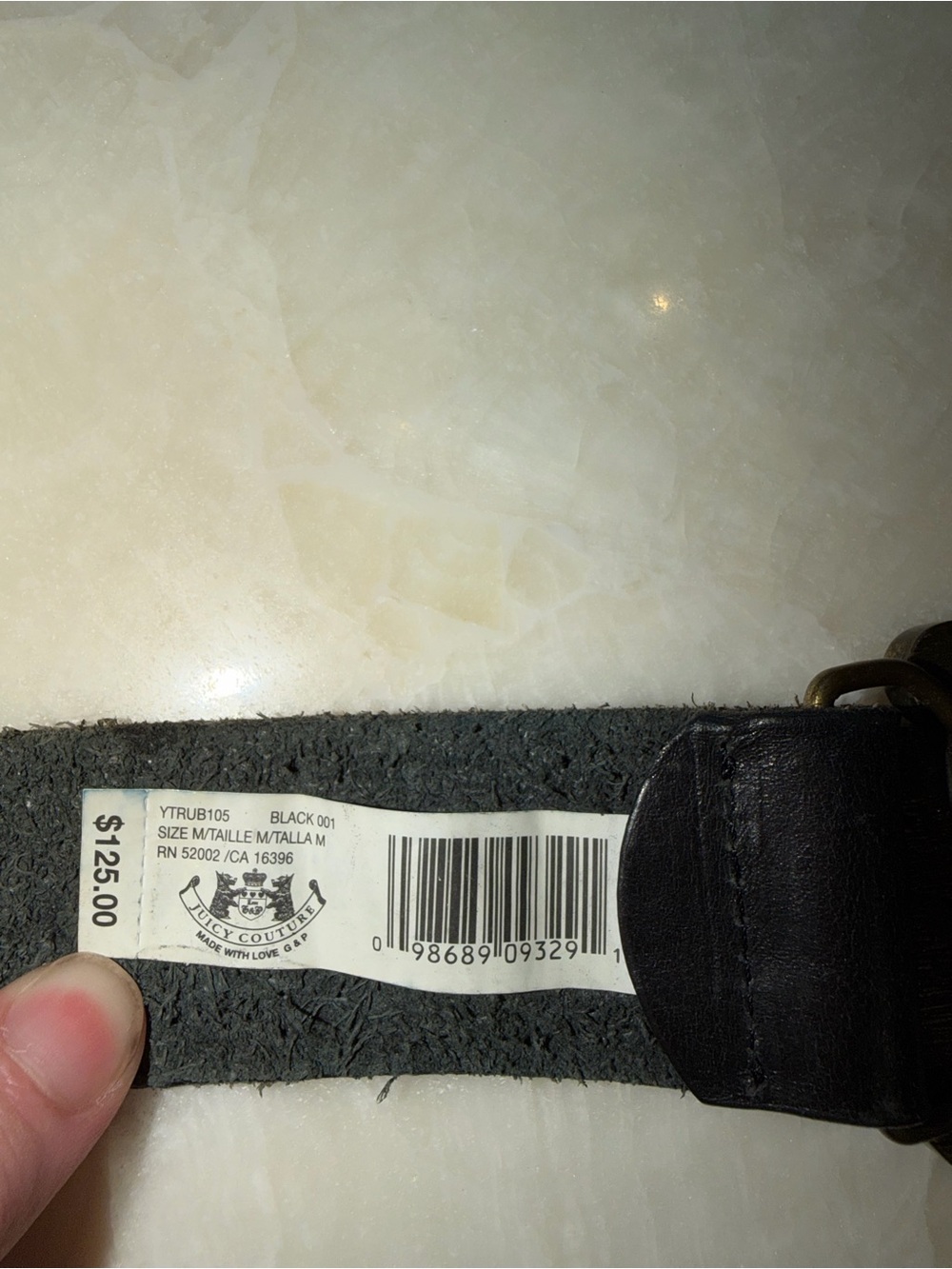Rare Y2K Juicy Couture Love Juicy Rhinestone Leather Belt Black M - Picture 7 of 9